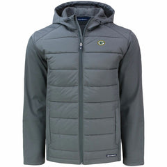 Green Bay Packers Cutter & Buck Evoke PrimaLoft Hybrid Eco Softshell Recycled Full-Zip Hooded Jacket Gray | NFL