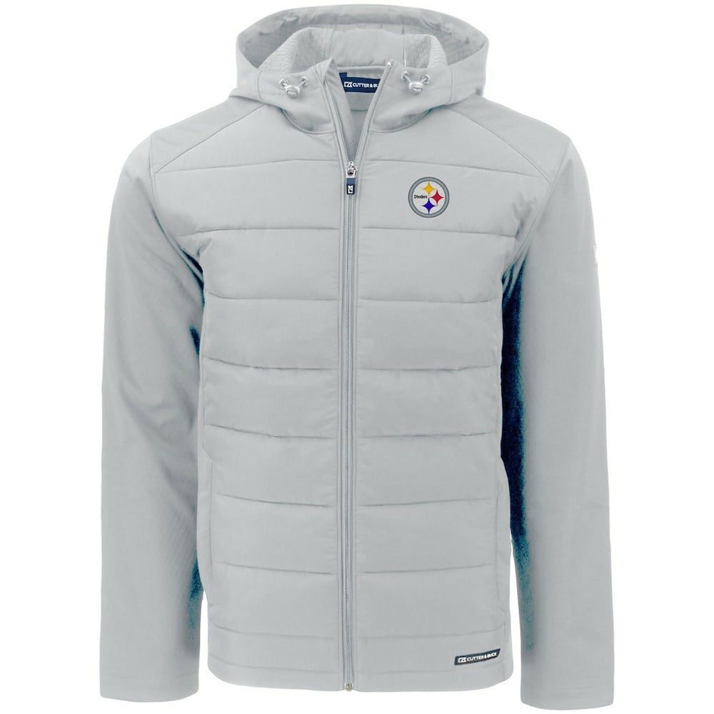 Pittsburgh Steelers Cutter & Buck Evoke PrimaLoft Hybrid Eco Softshell Recycled Full-Zip Hooded Jacket Gray | NFL