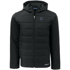 Indianapolis Colts Cutter & Buck Evoke PrimaLoft Hybrid Eco Softshell Recycled Full-Zip Hooded Jacket Black | NFL