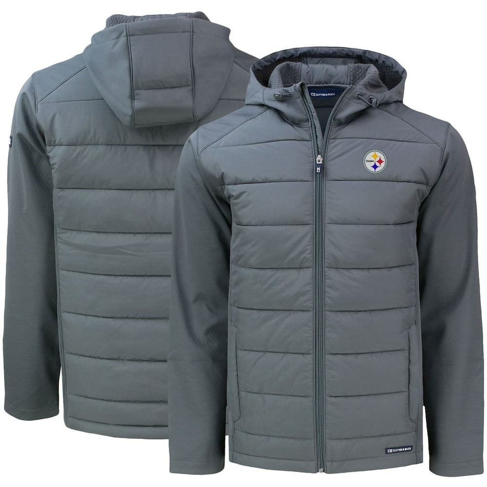Pittsburgh Steelers Cutter & Buck Evoke PrimaLoft Hybrid Eco Softshell Recycled Full-Zip Hooded Jacket Gray | NFL