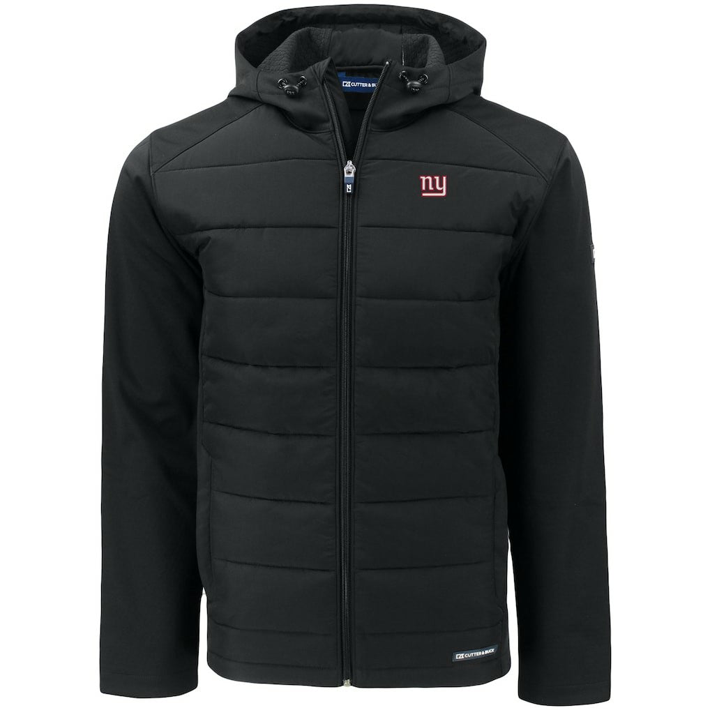 New York Giants Cutter & Buck Evoke PrimaLoft Hybrid Eco Softshell Recycled Full-Zip Hooded Jacket Black | NFL