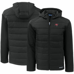 Tampa Bay Buccaneers Cutter & Buck Evoke PrimaLoft Hybrid Eco Softshell Recycled Full-Zip Hooded Jacket Black | NFL