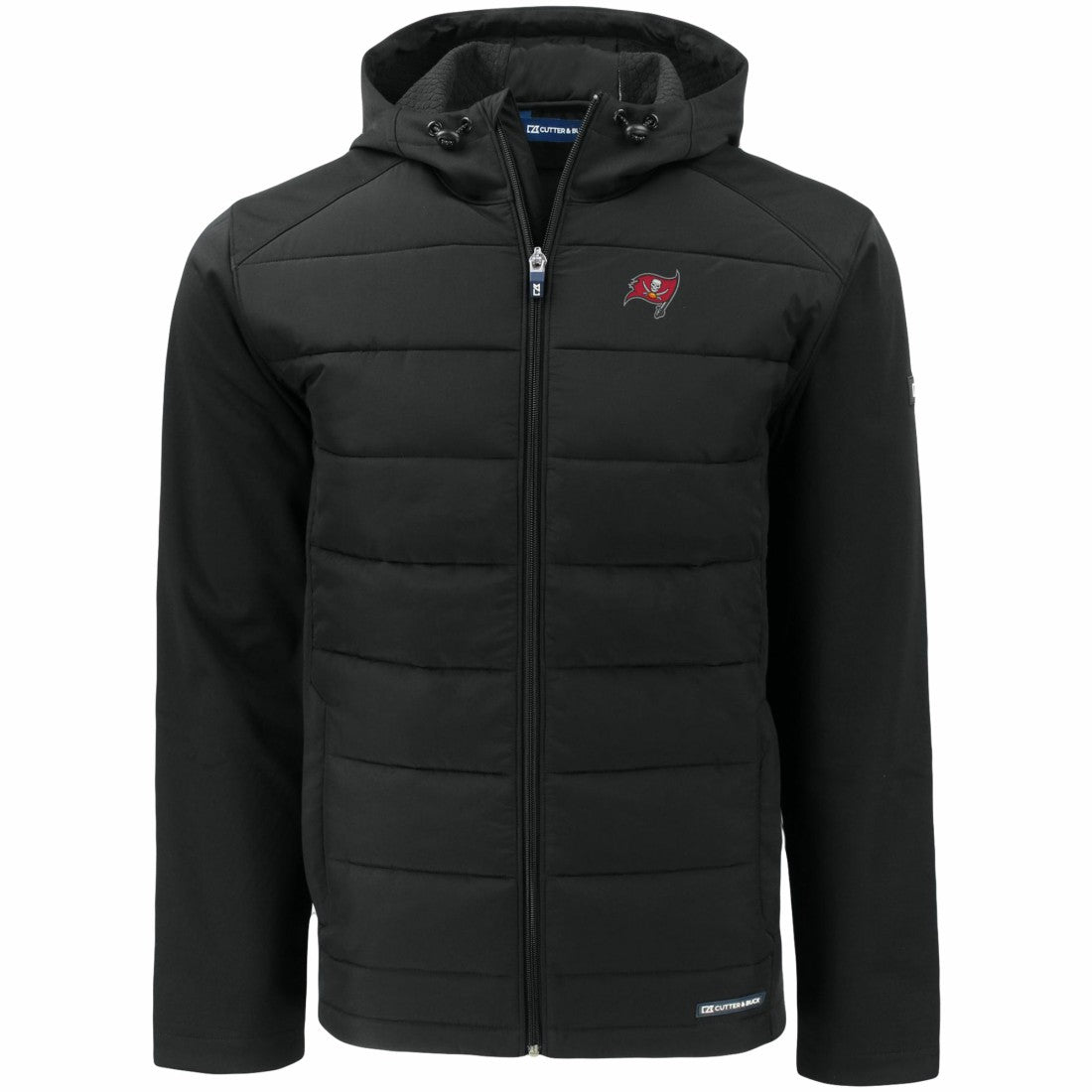 Tampa Bay Buccaneers Cutter & Buck Evoke PrimaLoft Hybrid Eco Softshell Recycled Full-Zip Hooded Jacket Black | NFL