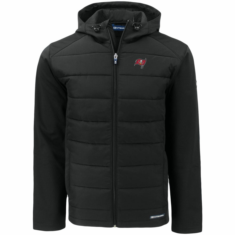 Tampa Bay Buccaneers Cutter & Buck Evoke PrimaLoft Hybrid Eco Softshell Recycled Full-Zip Hooded Jacket Black | NFL