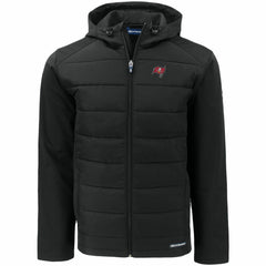 Tampa Bay Buccaneers Cutter & Buck Evoke PrimaLoft Hybrid Eco Softshell Recycled Full-Zip Hooded Jacket Black | NFL