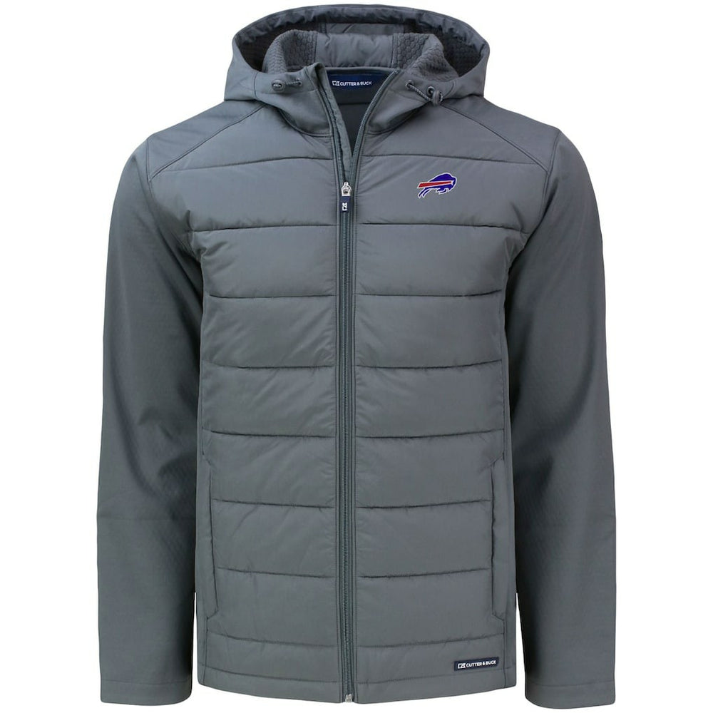Buffalo Bills Cutter & Buck Evoke PrimaLoft Hybrid Eco Softshell Recycled Full-Zip Hooded Jacket Gray | NFL