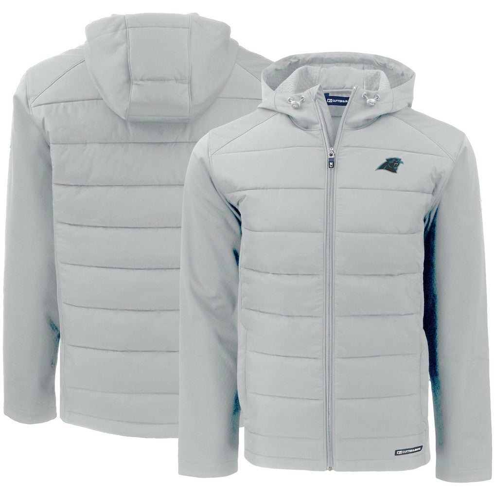 Carolina Panthers Cutter & Buck Evoke PrimaLoft Hybrid Eco Softshell Recycled Full-Zip Hooded Jacket Gray | NFL