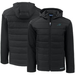 Carolina Panthers Cutter & Buck Evoke PrimaLoft Hybrid Eco Softshell Recycled Full-Zip Hooded Jacket Black | NFL