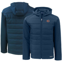 Chicago Bears Cutter & Buck Evoke PrimaLoft Hybrid Eco Softshell Recycled Full-Zip Hooded Jacket Navy | NFL
