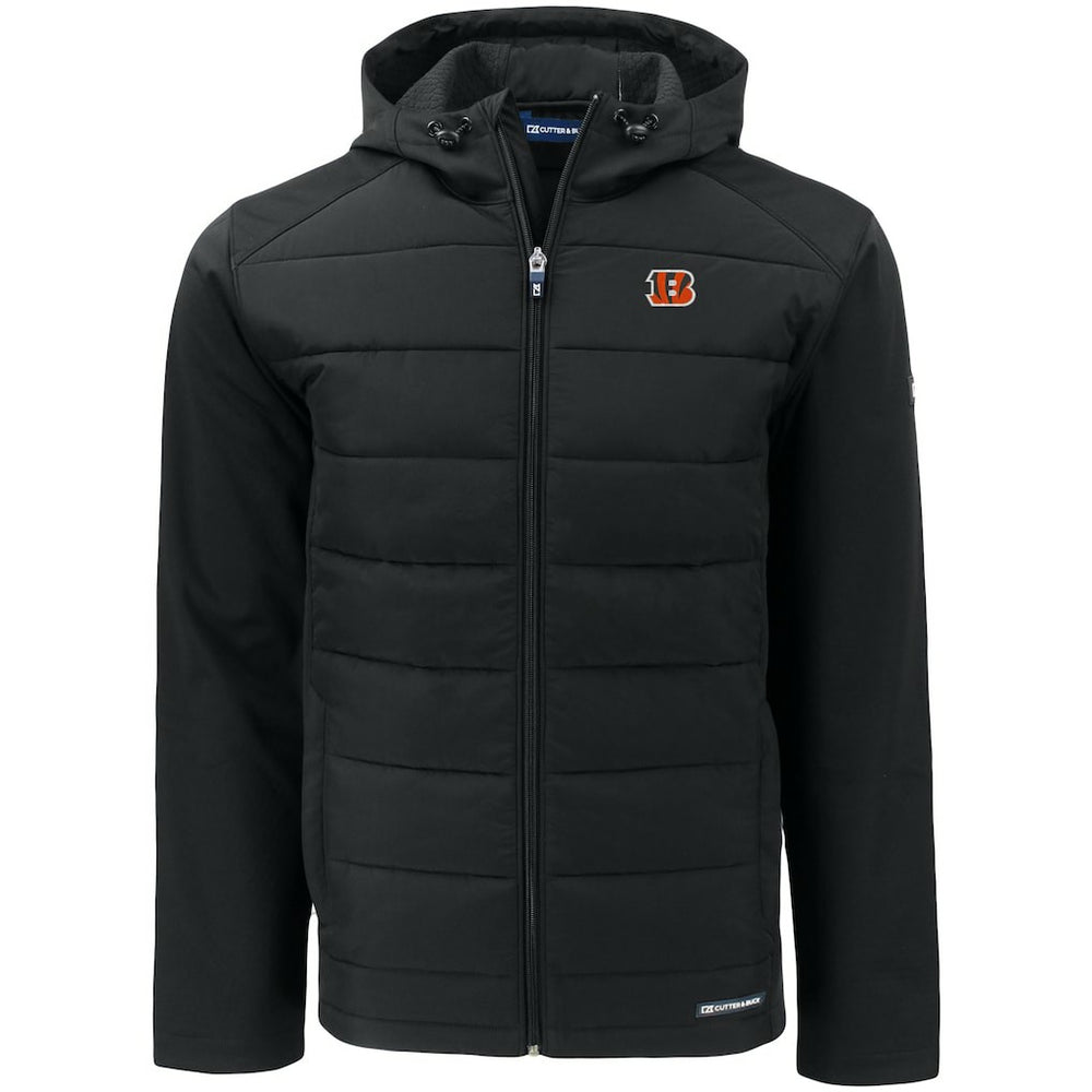 Cincinnati Bengals Cutter & Buck Evoke PrimaLoft Hybrid Eco Softshell Recycled Full-Zip Hooded Jacket Black | NFL