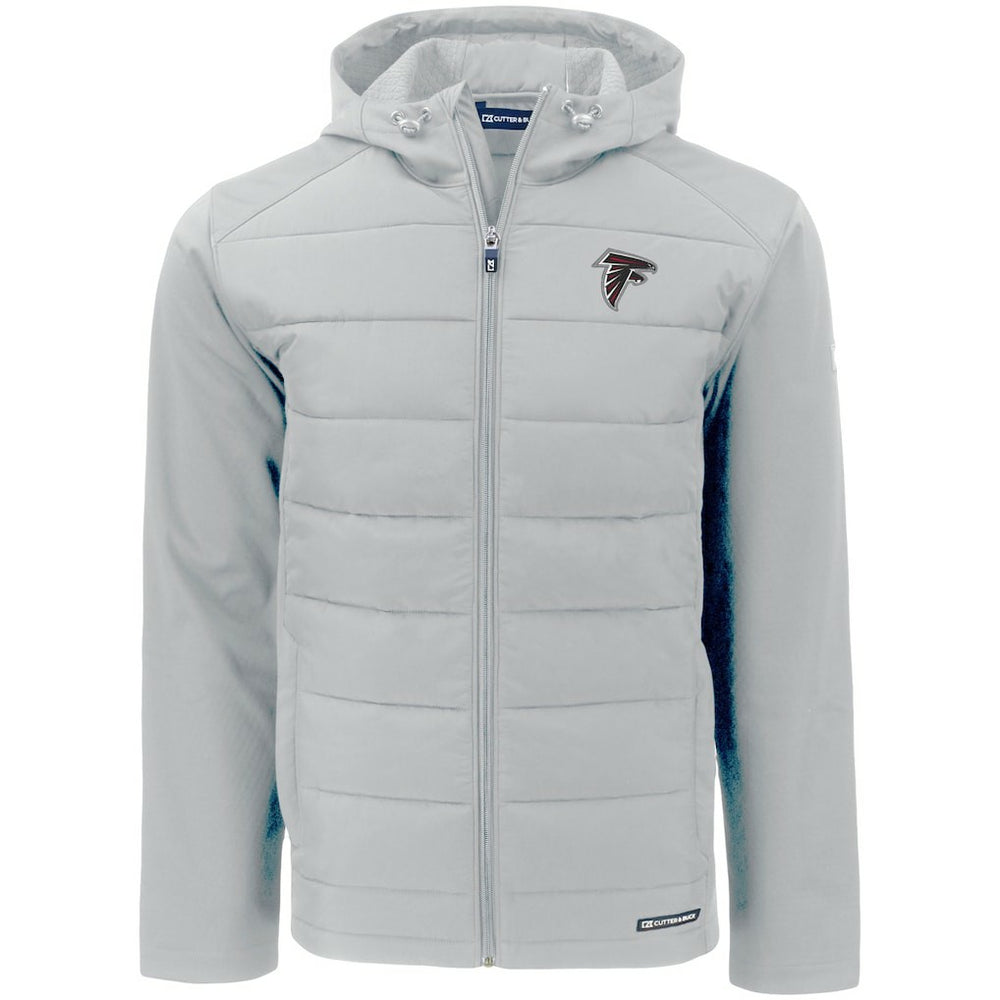 Atlanta Falcons Cutter & Buck Evoke PrimaLoft Hybrid Eco Softshell Recycled Full-Zip Hooded Jacket Gray | NFL