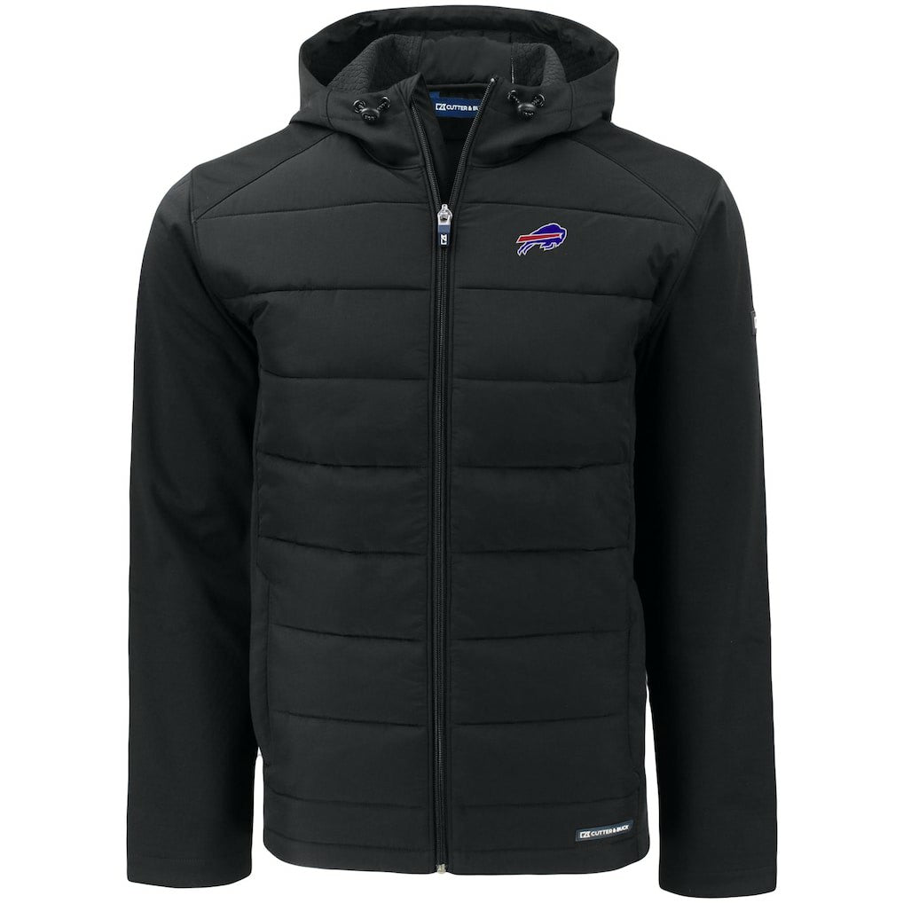 Buffalo Bills Cutter & Buck Evoke PrimaLoft Hybrid Eco Softshell Recycled Full-Zip Hooded Jacket Black | NFL