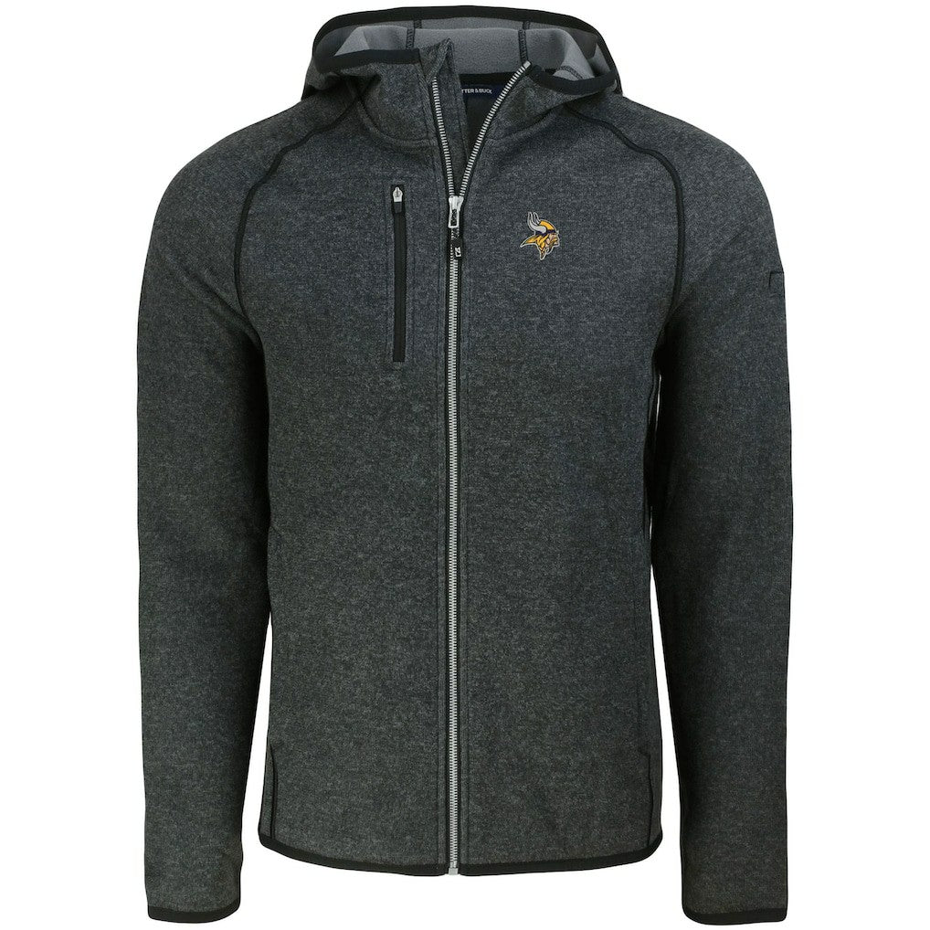 Minnesota Vikings Cutter & Buck Mainsail Full-Zip Hooded Jacket Heather Charcoal | NFL
