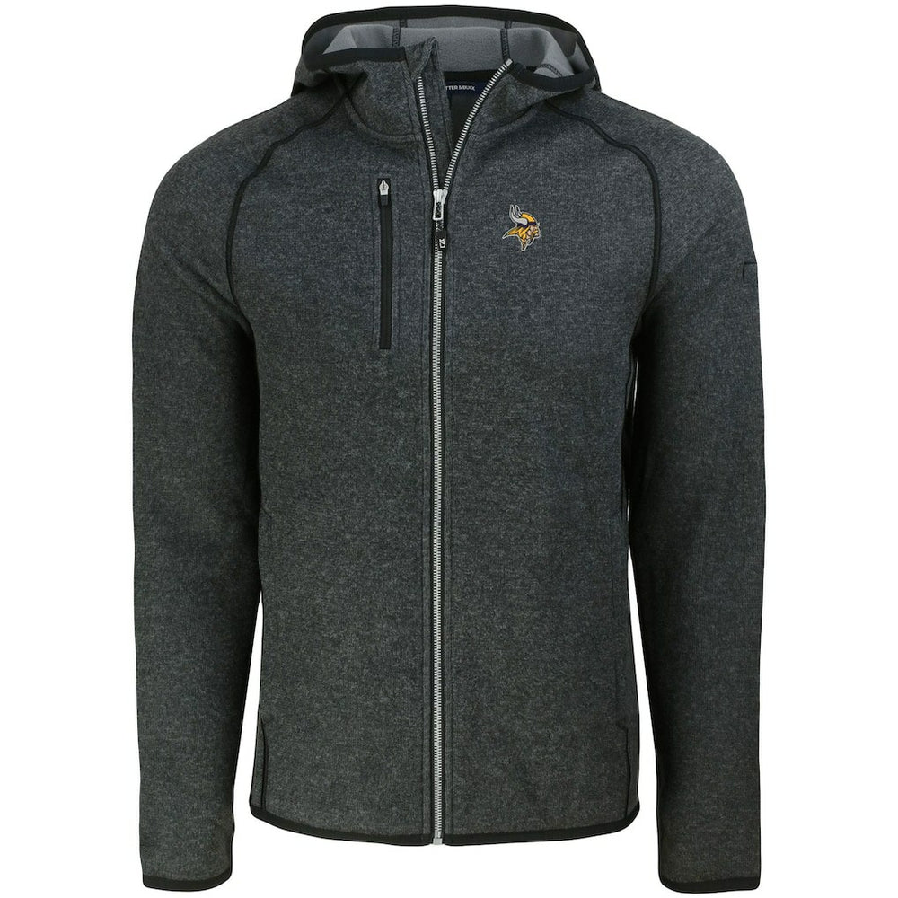Minnesota Vikings Cutter & Buck Mainsail Full-Zip Hooded Jacket Heather Charcoal | NFL