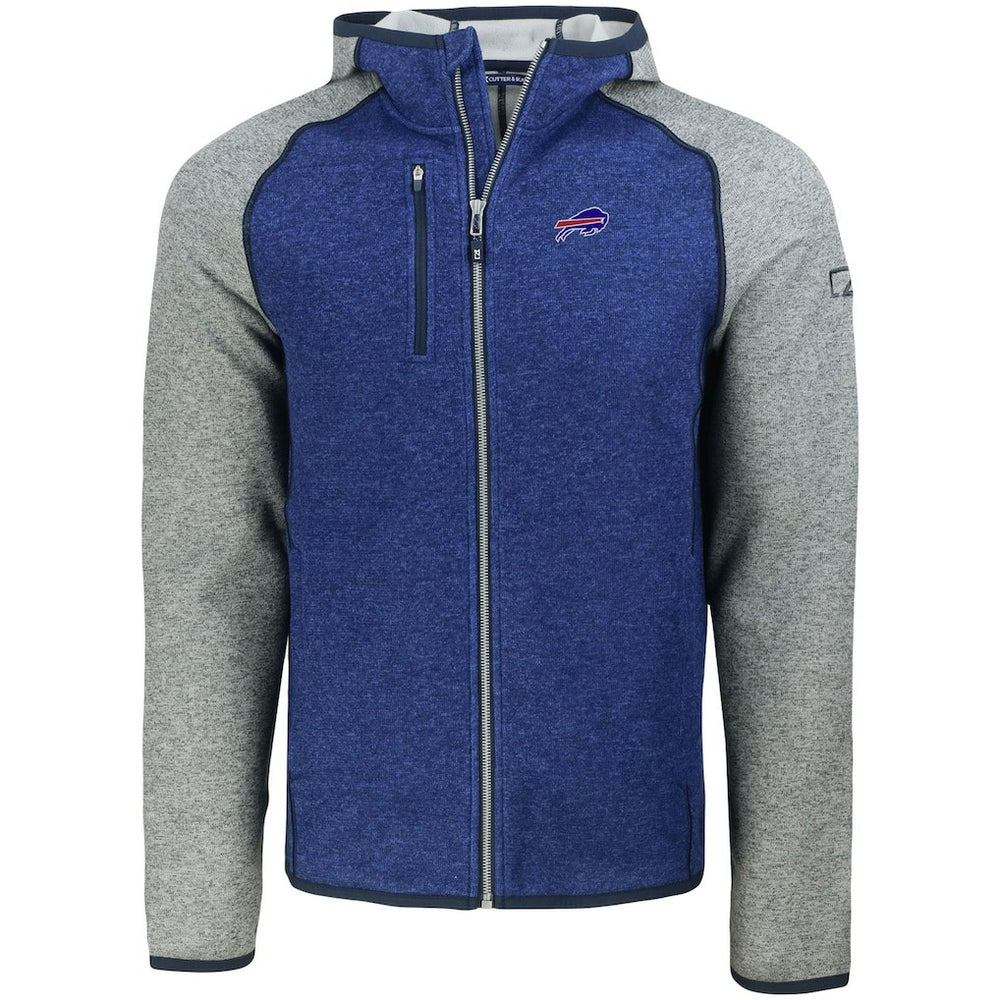 Buffalo Bills Cutter & Buck Mainsail Full-Zip Hooded Jacket Heather Royal | NFL