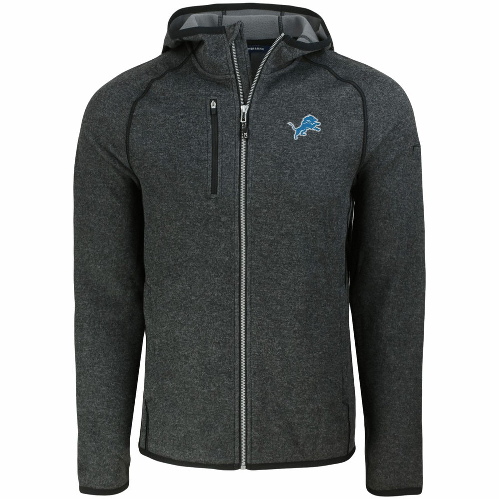 Detroit Lions Cutter & Buck Mainsail Full-Zip Hooded Jacket Heather Charcoal | NFL
