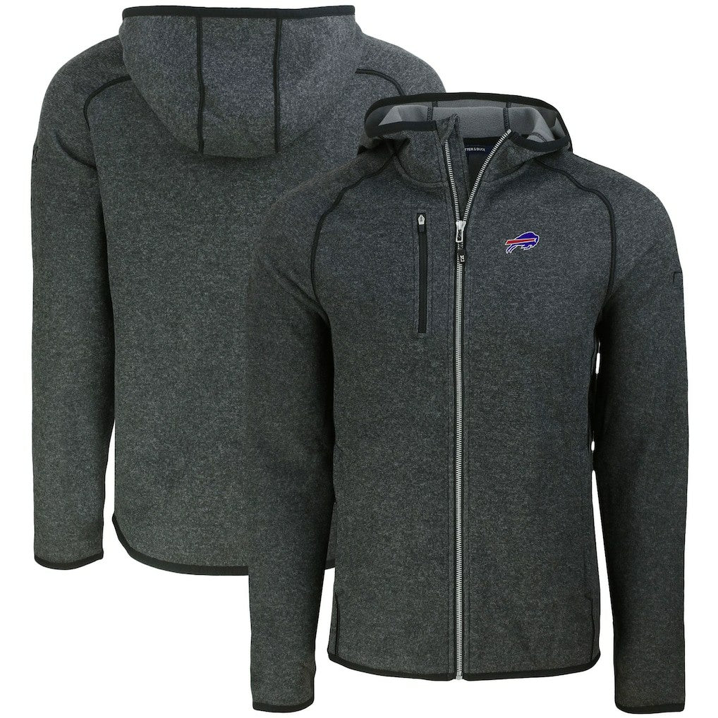 Buffalo Bills Cutter & Buck Mainsail Full-Zip Hooded Jacket Heather Charcoal | NFL