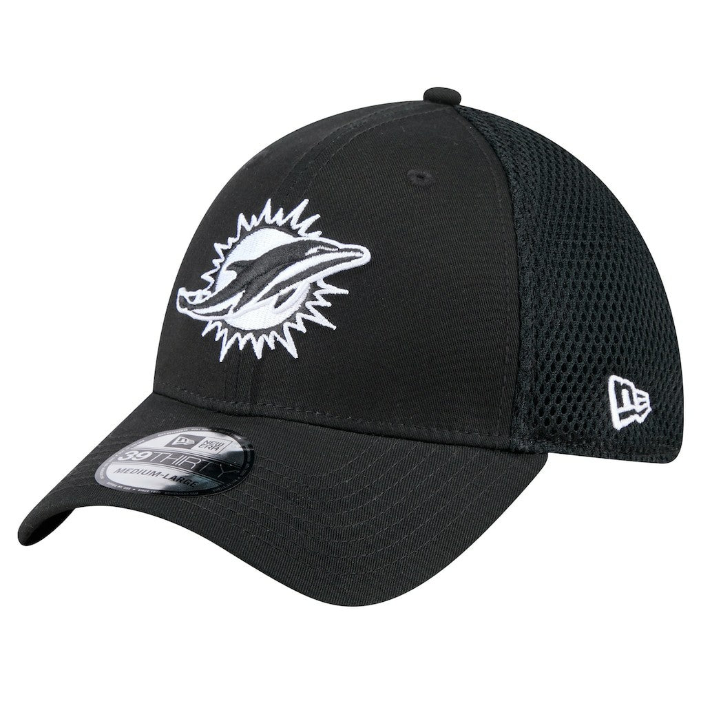 New Era Miami Dolphins Black Main Neo 39THIRTY Flex Hat | NFL