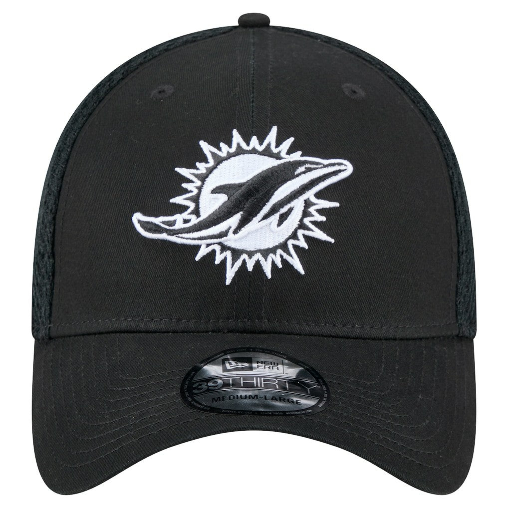 New Era Miami Dolphins Black Main Neo 39THIRTY Flex Hat | NFL