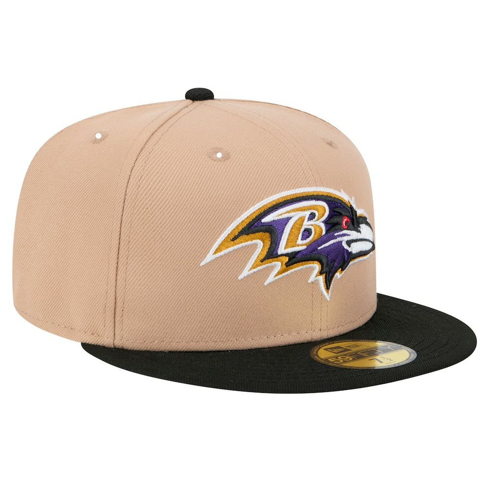 Baltimore Ravens New Era Logo Main 59FIFTY Fitted Hat Tan | NFL