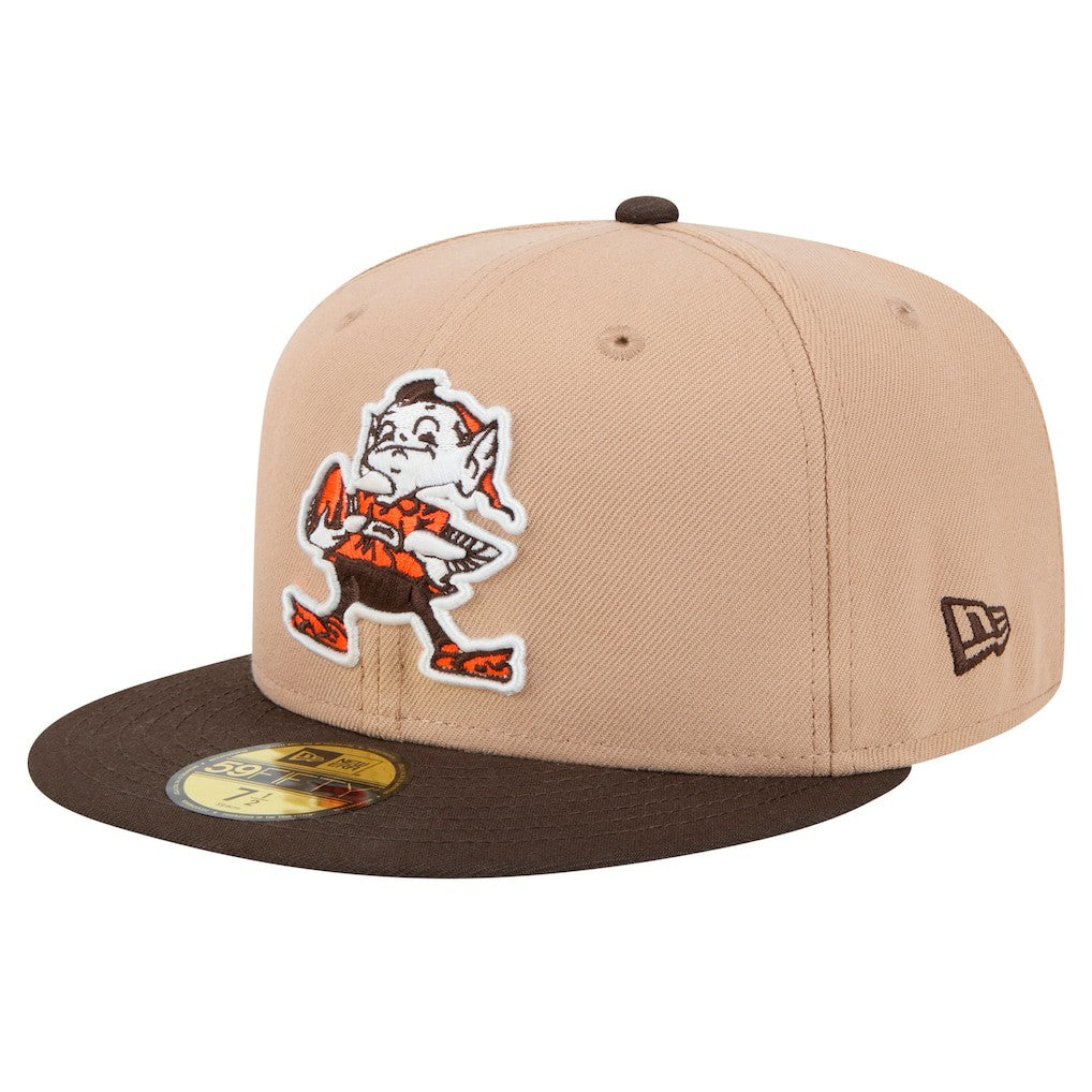Cleveland Browns New Era Throwback Logo Main 59FIFTY Fitted Hat Tan | NFL