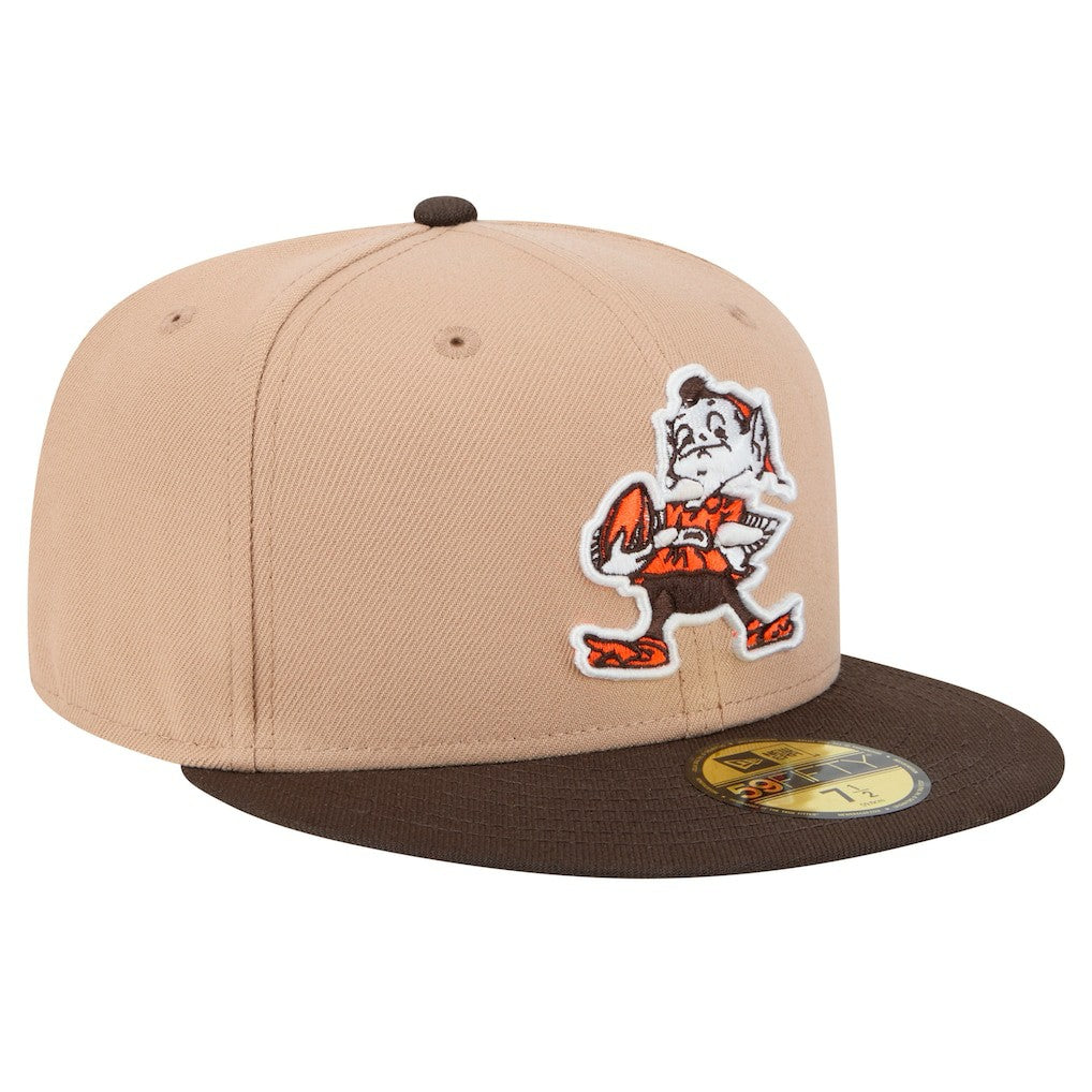 Cleveland Browns New Era Throwback Logo Main 59FIFTY Fitted Hat Tan | NFL