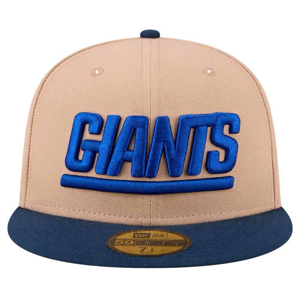 New York Giants New Era Wordmark Logo Main 59FIFTY Fitted Hat Tan | NFL