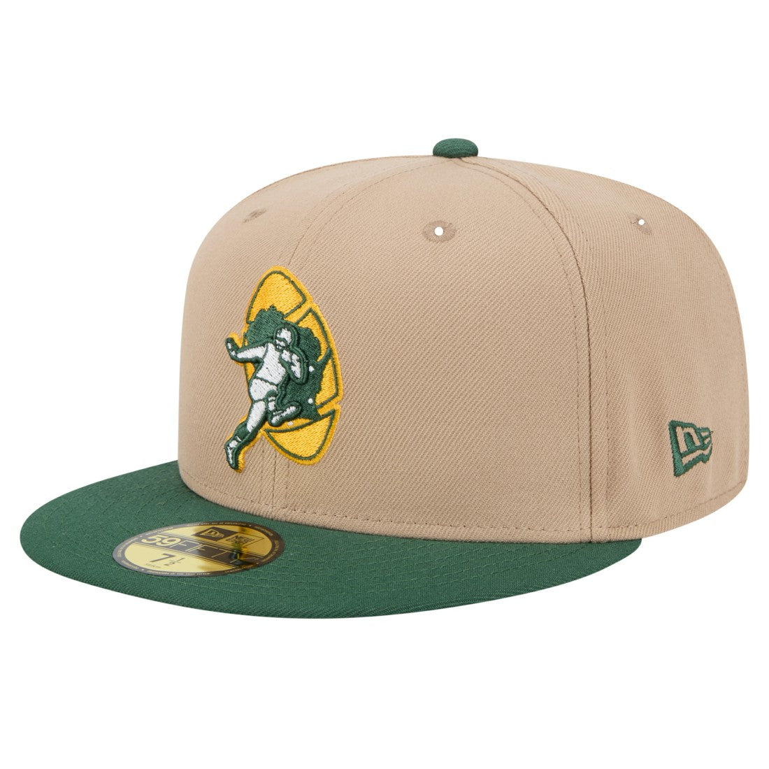 Green Bay Packers New Era Throwback Logo Main 59FIFTY Fitted Hat Tan | NFL