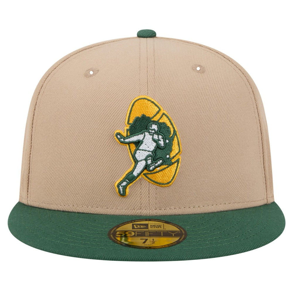 Green Bay Packers New Era Throwback Logo Main 59FIFTY Fitted Hat Tan | NFL