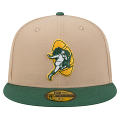 Green Bay Packers New Era Throwback Logo Main 59FIFTY Fitted Hat Tan | NFL