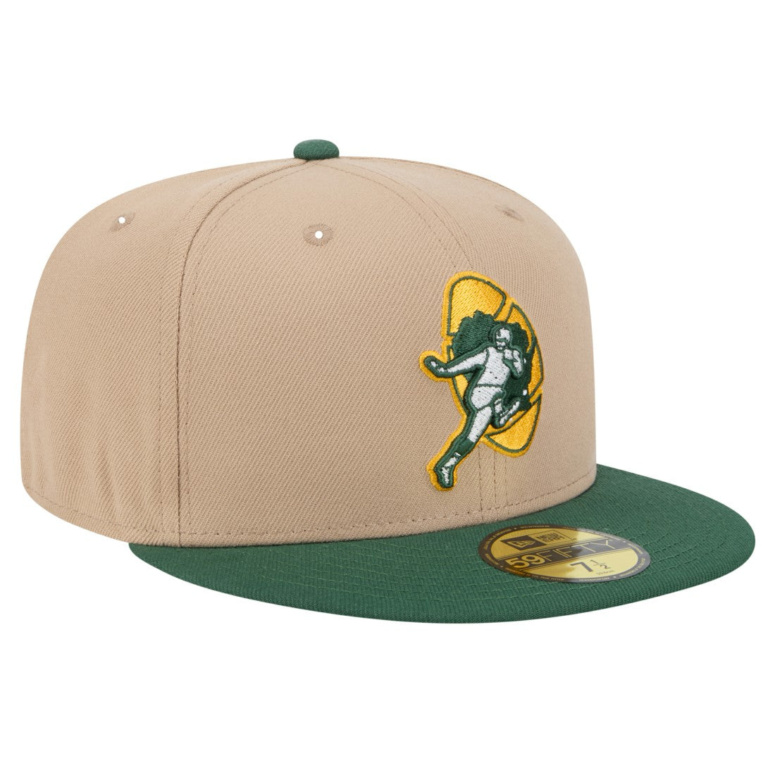 Green Bay Packers New Era Throwback Logo Main 59FIFTY Fitted Hat Tan | NFL