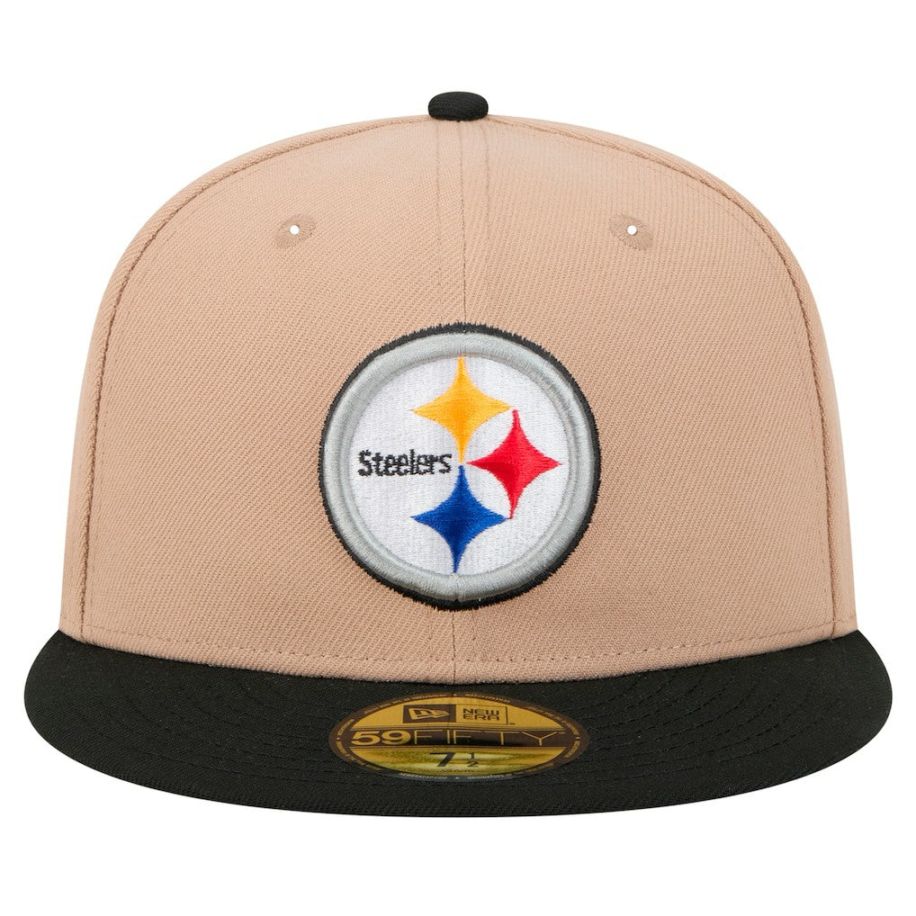 Pittsburgh Steelers New Era Logo Main 59FIFTY Fitted Hat Tan | NFL