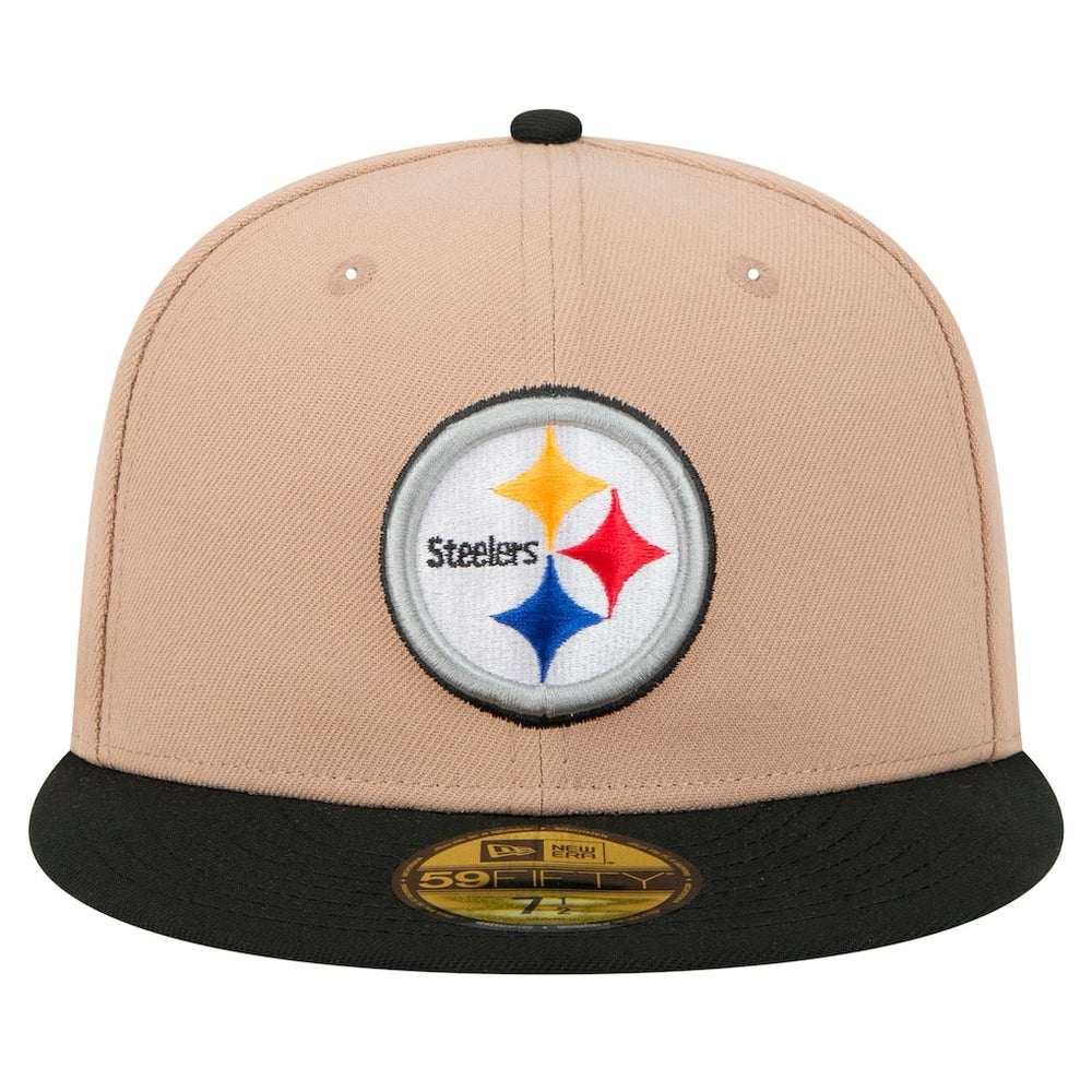 Pittsburgh Steelers New Era Logo Main 59FIFTY Fitted Hat Tan | NFL