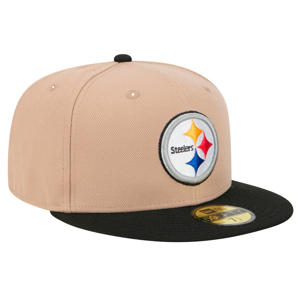 Pittsburgh Steelers New Era Logo Main 59FIFTY Fitted Hat Tan | NFL