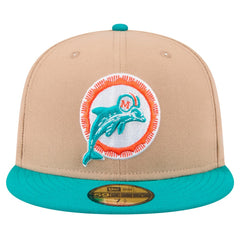 Miami Dolphins New Era Throwback Logo Main 59FIFTY Fitted Hat Tan | NFL