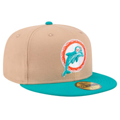 Miami Dolphins New Era Throwback Logo Main 59FIFTY Fitted Hat Tan | NFL