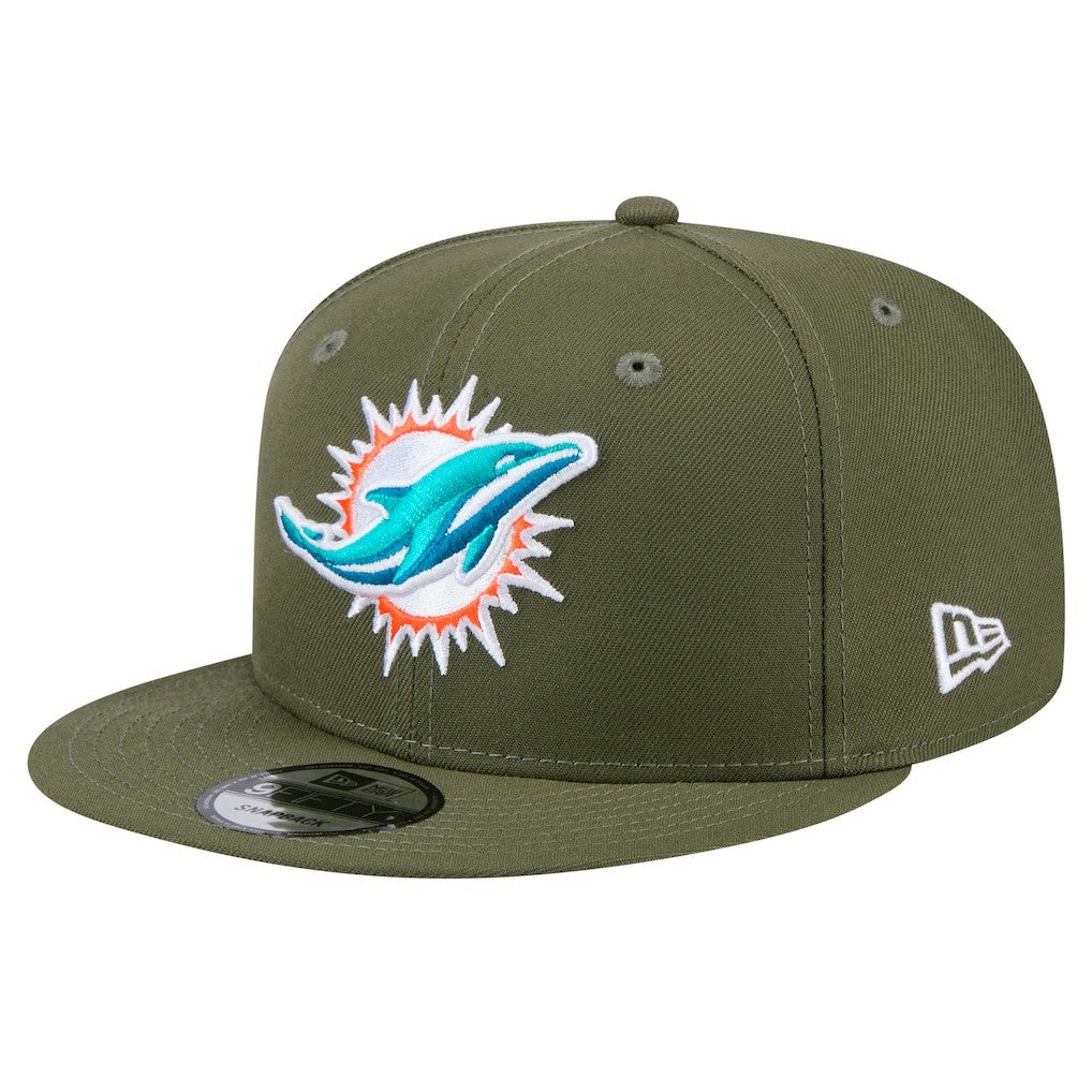 Miami Dolphins New Era Main 9FIFTY Snapback Hat Olive | NFL