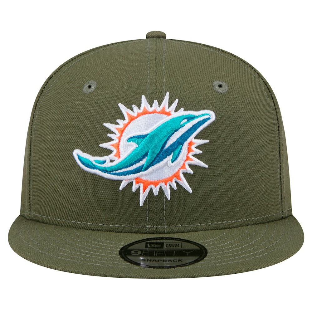 Miami Dolphins New Era Main 9FIFTY Snapback Hat Olive | NFL