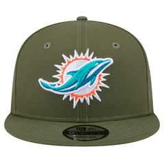 Miami Dolphins New Era Main 9FIFTY Snapback Hat Olive | NFL