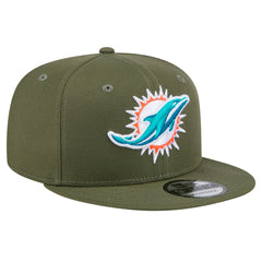 Miami Dolphins New Era Main 9FIFTY Snapback Hat Olive | NFL