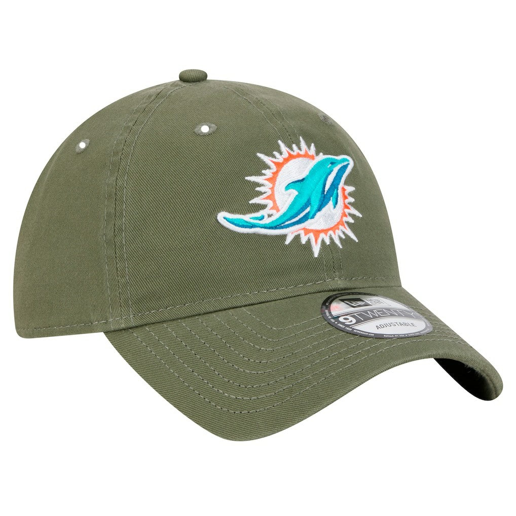 Miami Dolphins New Era Main 9TWENTY Adjustable Hat Olive | NFL