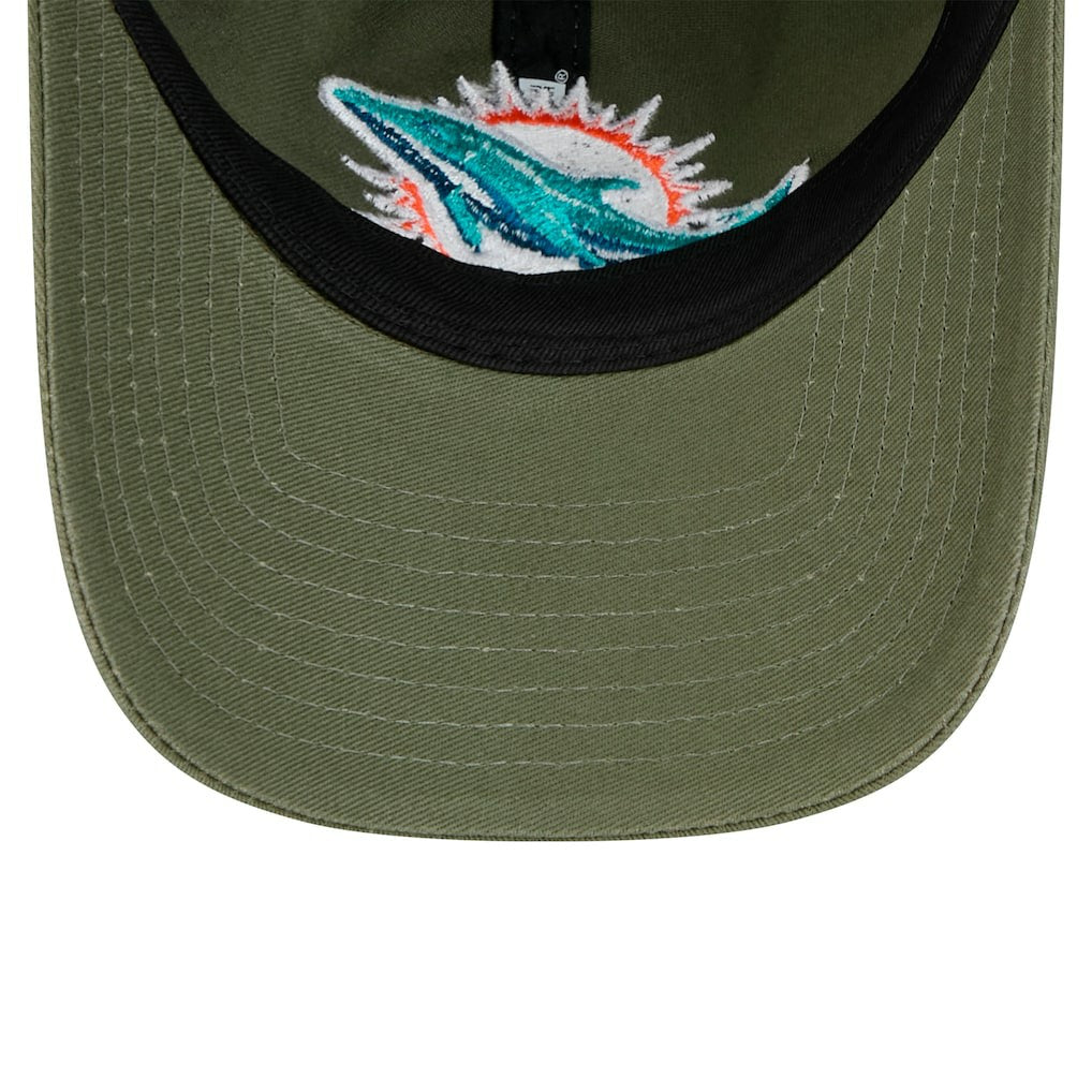 Miami Dolphins New Era Main 9TWENTY Adjustable Hat Olive | NFL