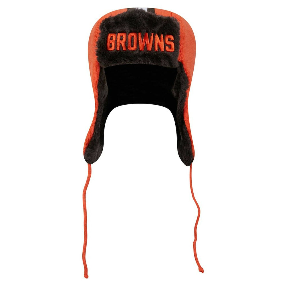 Cleveland Browns New Era Helmet Head Trapper Knit Hat Orange | NFL