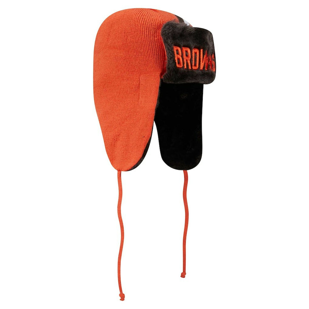 Cleveland Browns New Era Helmet Head Trapper Knit Hat Orange | NFL