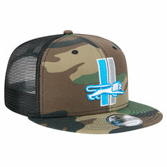 New Era Detroit Lions Camo Alternate Logo Main Trucker 9FIFTY Snapback Hat | NFL