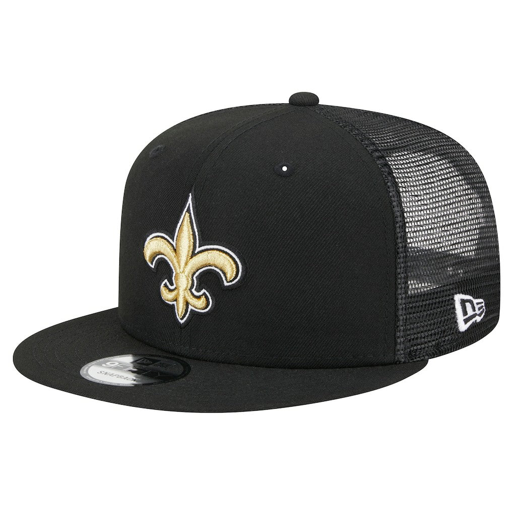 New Orleans Saints New Era Main Trucker 9FIFTY Snapback Hat Black | NFL