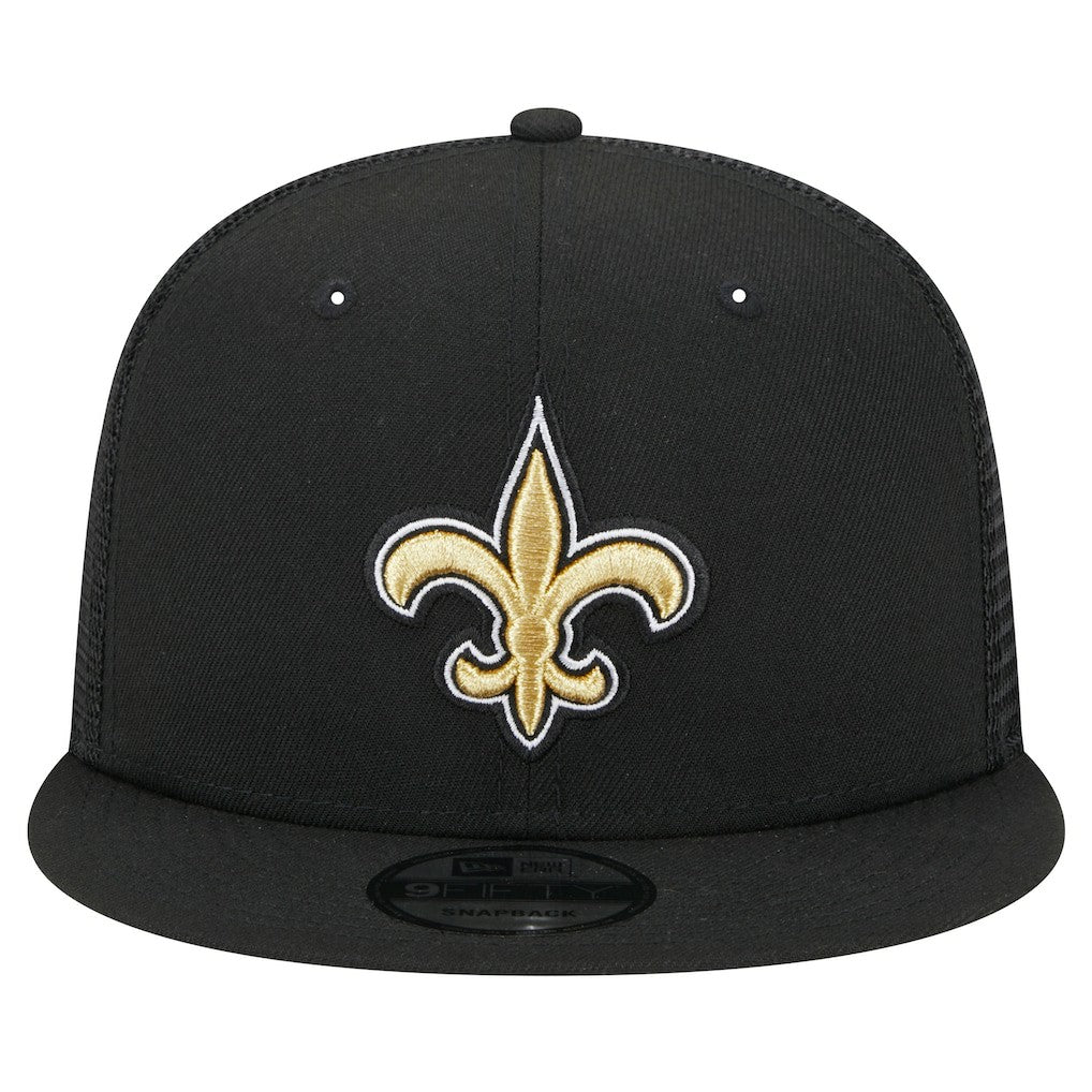 New Orleans Saints New Era Main Trucker 9FIFTY Snapback Hat Black | NFL