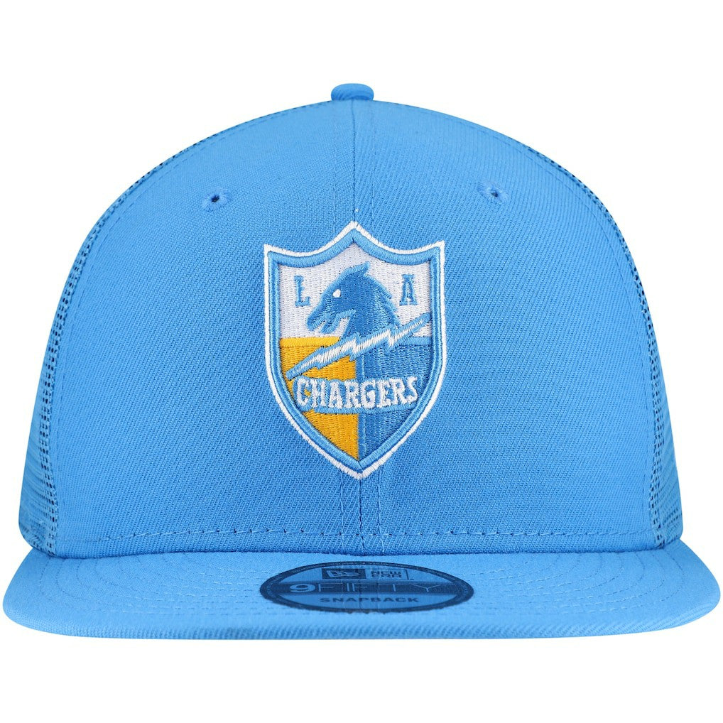 Los Angeles Chargers New Era Throwback Main Trucker 9FIFTY Snapback Hat Powder Blue | NFL