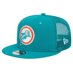 Miami Dolphins New Era Throwback Main Trucker 9FIFTY Snapback Hat Aqua | NFL