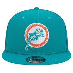 Miami Dolphins New Era Throwback Main Trucker 9FIFTY Snapback Hat Aqua | NFL